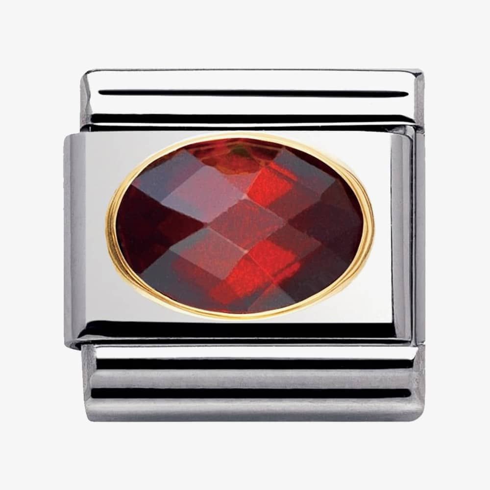 ESLABON ACERO ORO ZIRC.ROJA